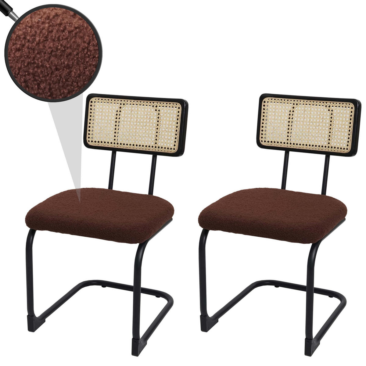 FREISCHWINGER-STUHL Braun, Schwarz - Schwarz/Braun, Holz (45/80/52cm) - MCW