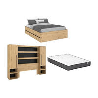 BETT mit Bettkasten - 2 Personen - Holz, Platte - Schwarz, Naturfarben Hell - Schwarz/Naturfarben, Holz (140/190cm) - Vente-Unique