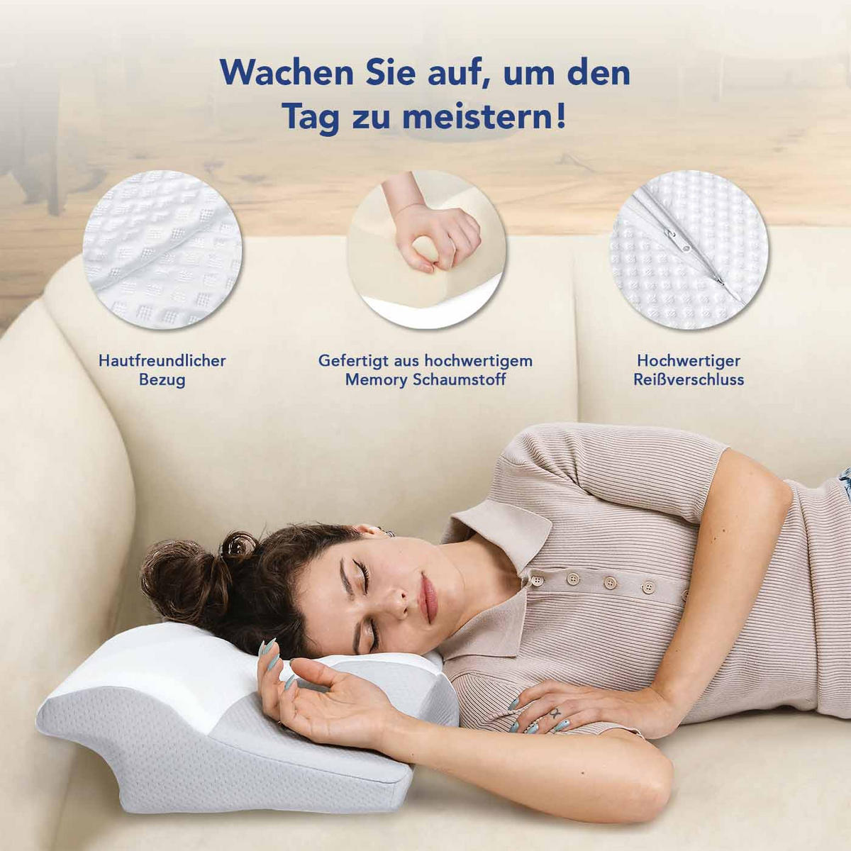 ARMSTÜTZKISSEN - Grau, Textil (60/36cm) - KomfortKissen