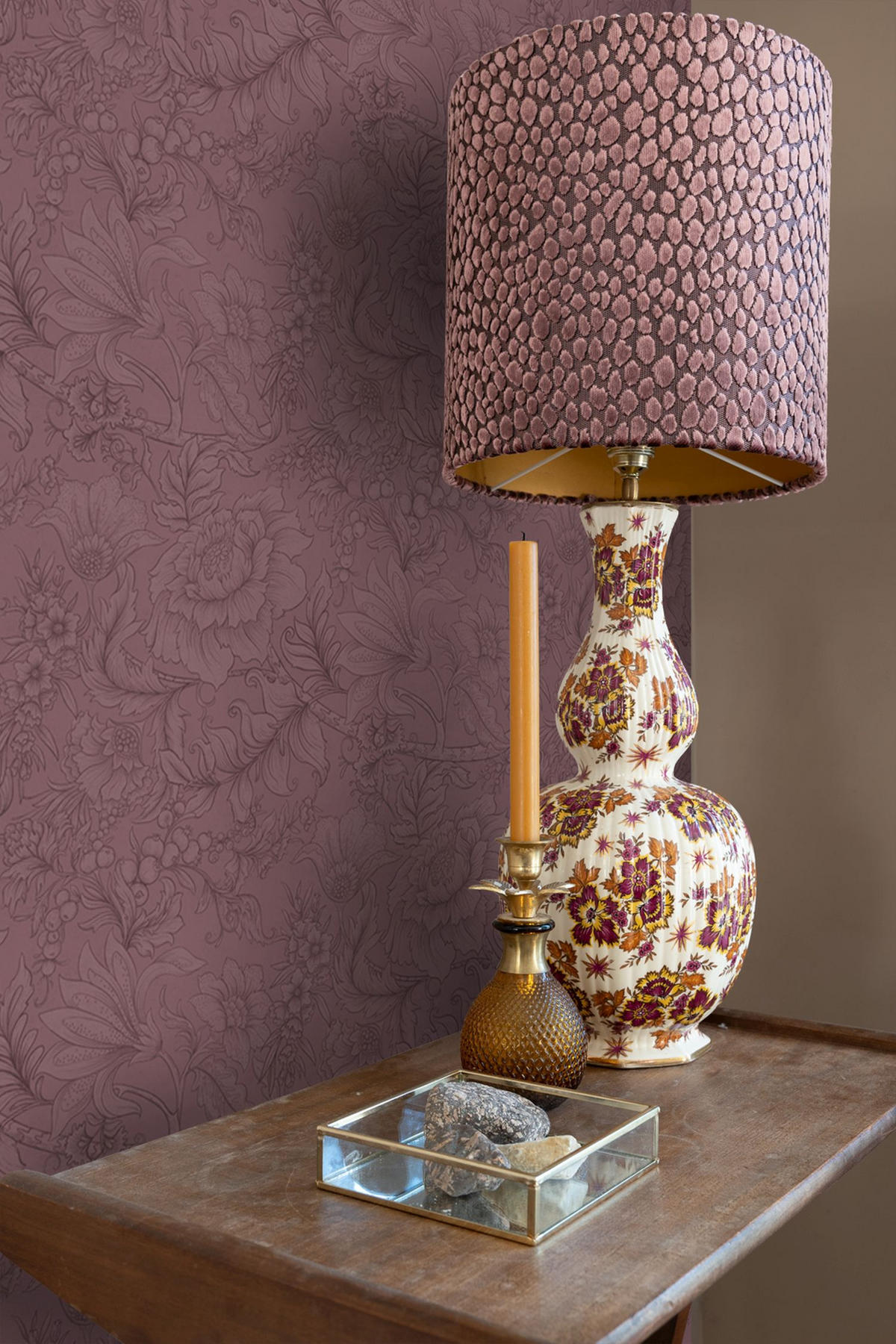 TAPETE Blumenmuster 0.53 x 10.05 m - Lila, Papier (53/1000cm) - ESTAhome