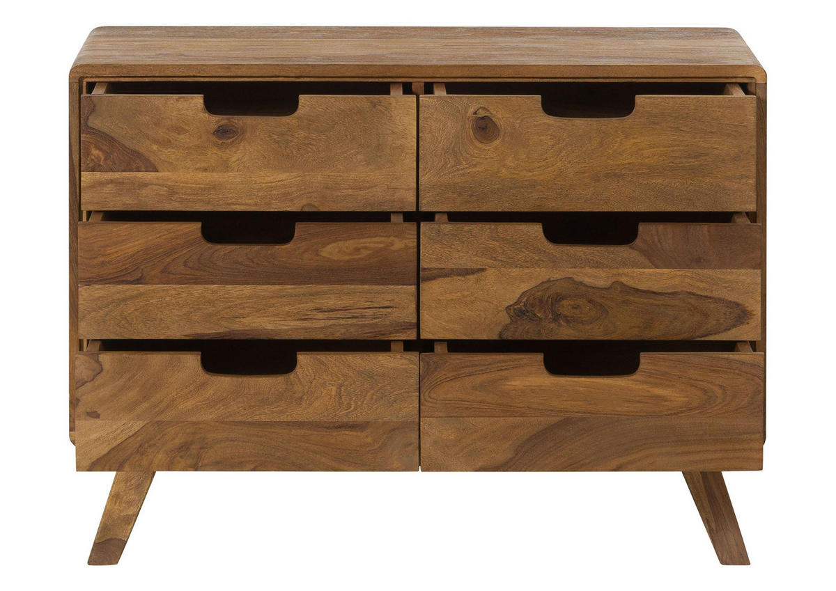 KOMMODE Sheesham 90x40x65 natur sandgestrahlt lackiert MALMÖ 2 #205 - Braun, Holz (90/65/40cm) - Massivmoebel24