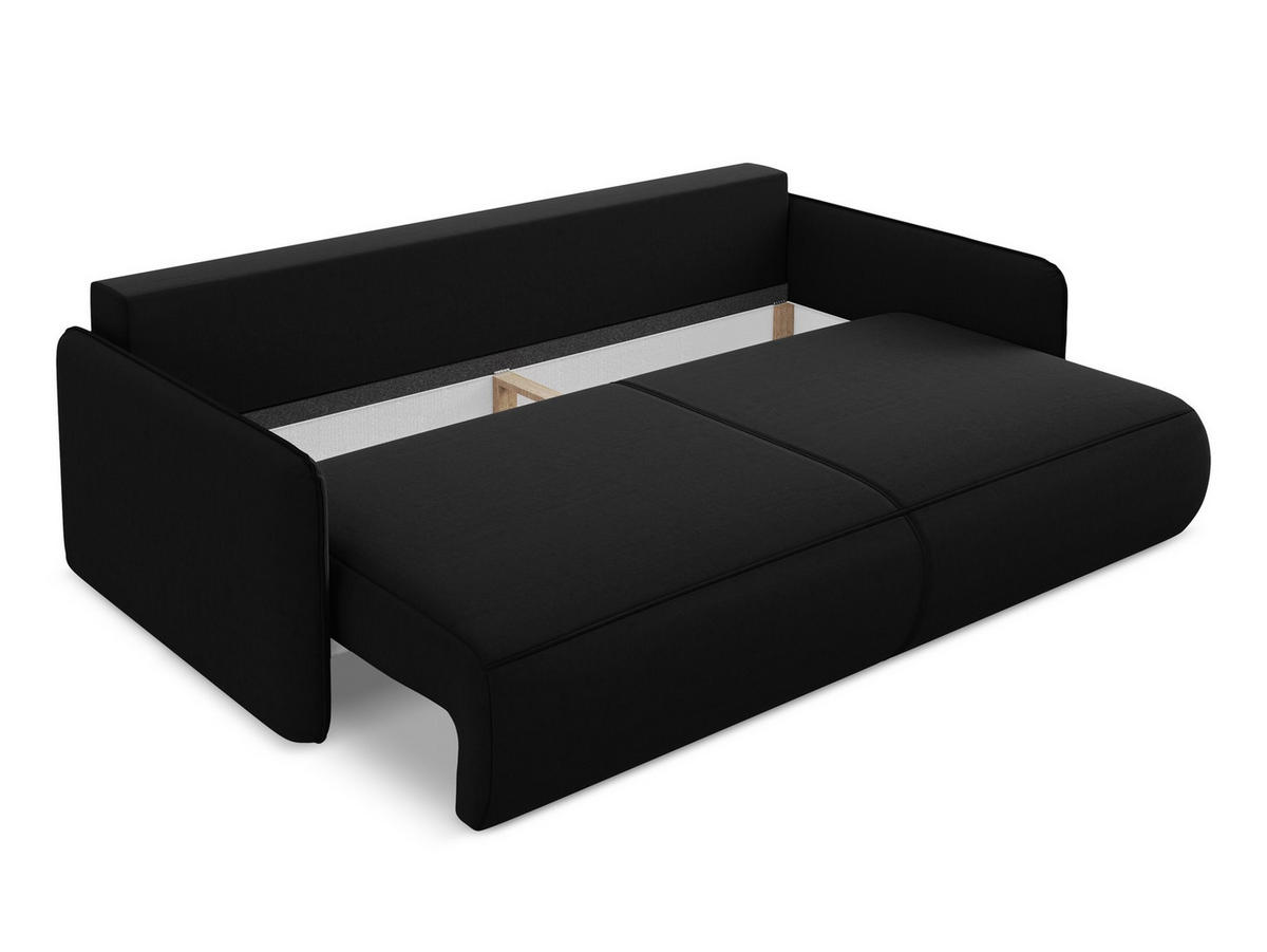 3-SITZER SOFA mit Schlaffunktion Samt Stoff Schwarz - Schwarz, Kunststoff/Textil (216/86/105cm) - Makamii