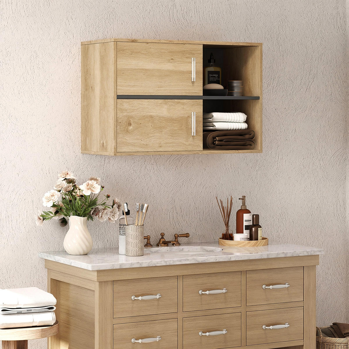 HÄNGESCHRANK Naturholz 1 Stück - Beige, Kunststoff (80/57.5/35cm) - GiPP