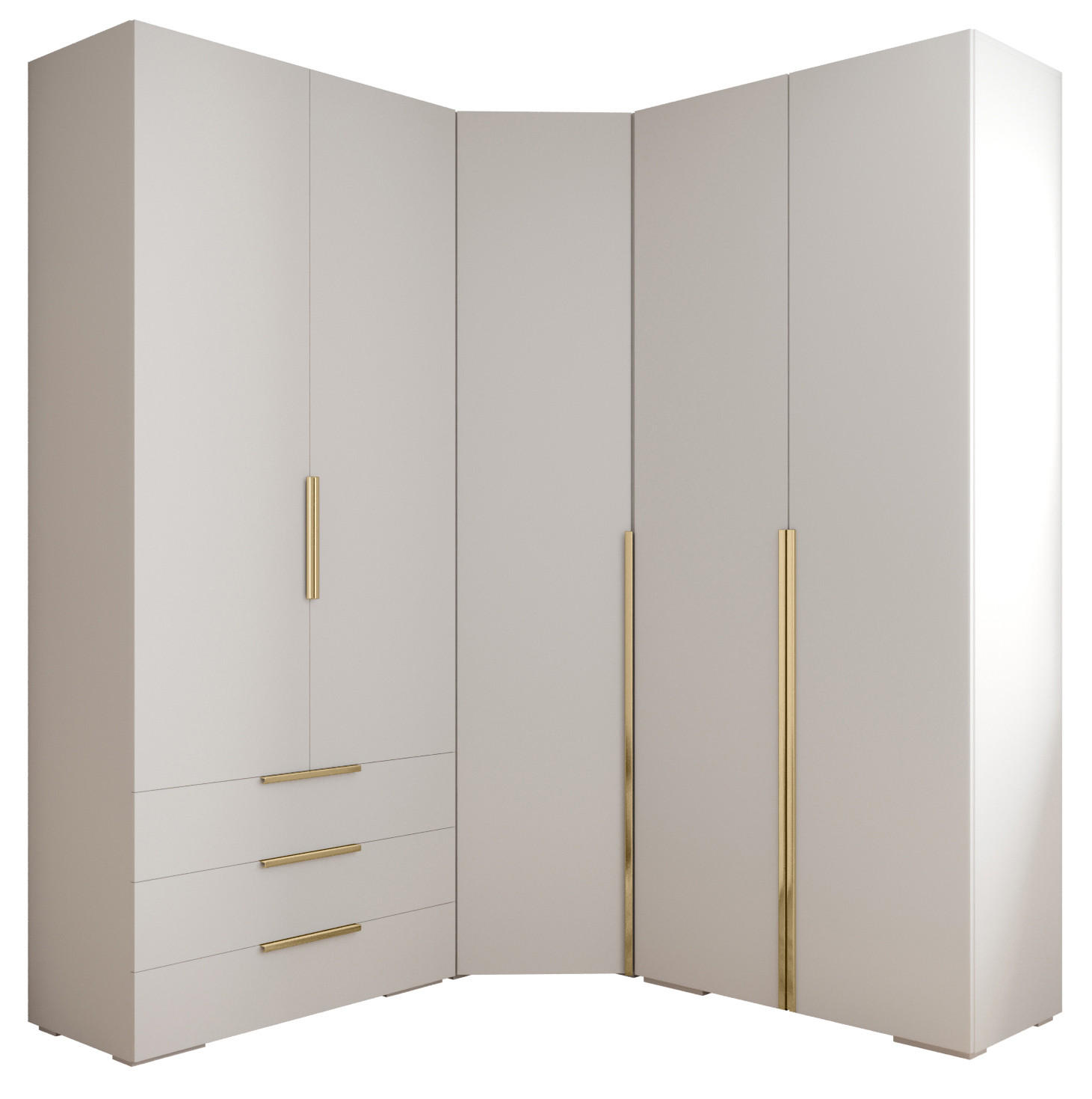 GARDEROBEN-SET 236,7/181,7/47 - Goldfarben/Weiß, Holz/Kunststoff (181.7/236.7/47cm) - Abiks Möbel