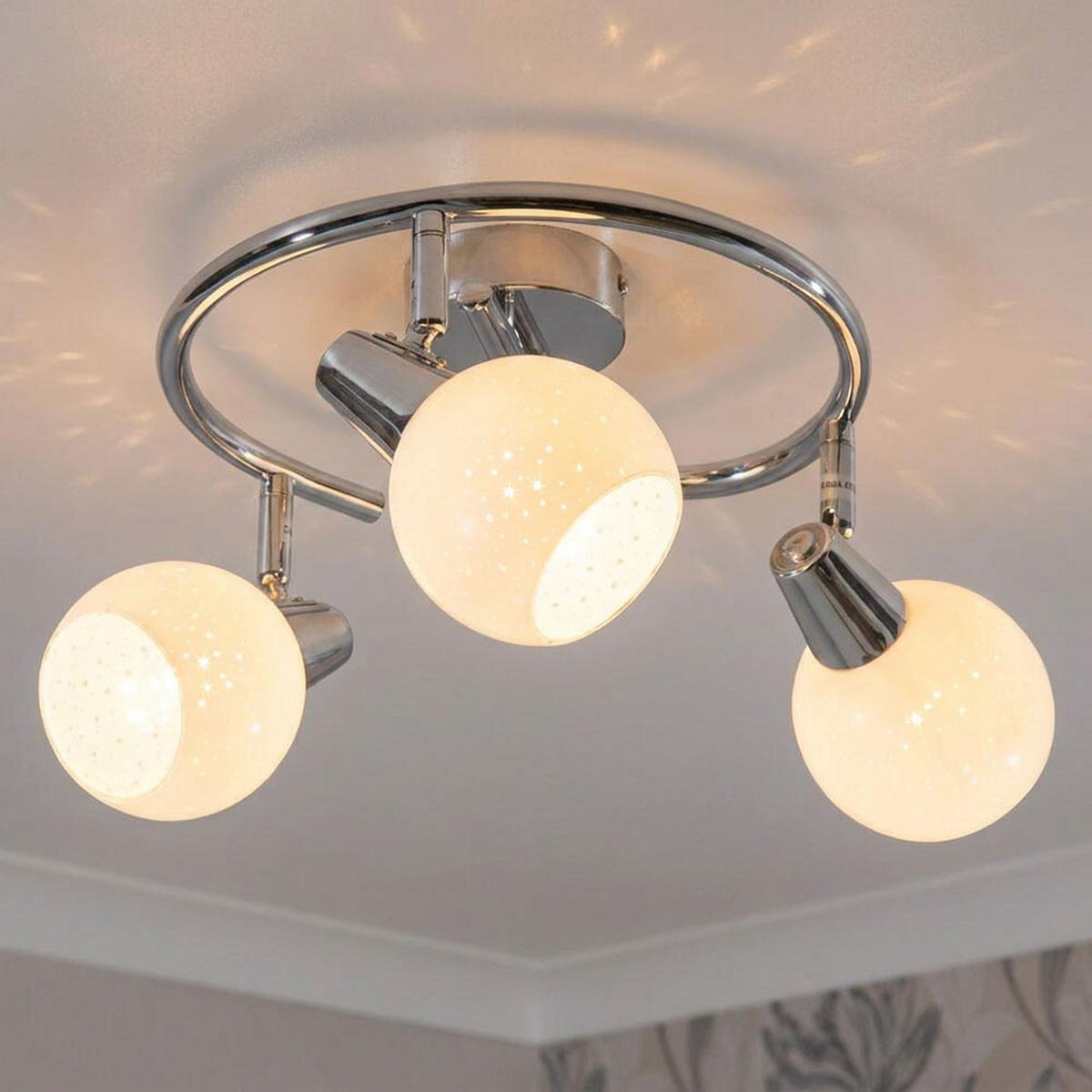 LED DECKENLEUCHTE Metall Chrom Silber - Silberfarben, Glas (12/25/25cm) - Nowa