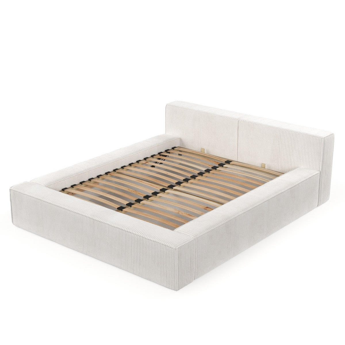 POLSTERBETT Casto mit Stauraum 140/200 cm Creme im Poso Stoff - Creme/Schwarz, Holz/Holzwerkstoff (140/200cm) - AltaBeds
