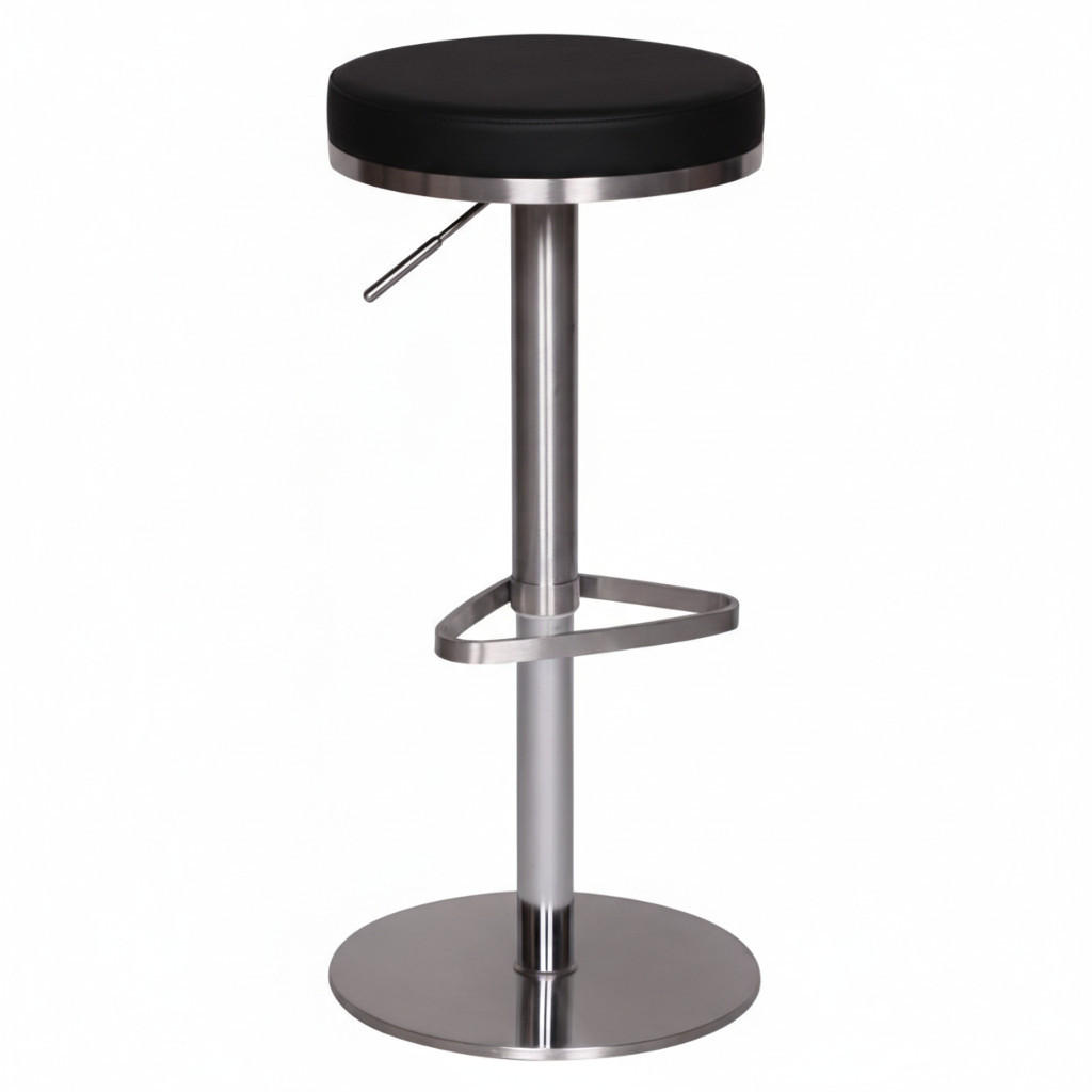 BARHOCKER Höhenverstellbar Gepolstert Triangel-Fußablage ELBE, Schwarz 38x38x82 cm - Silberfarben/Schwarz, Kunststoff/Textil (38/82/38cm) - KADIMA DESIGN