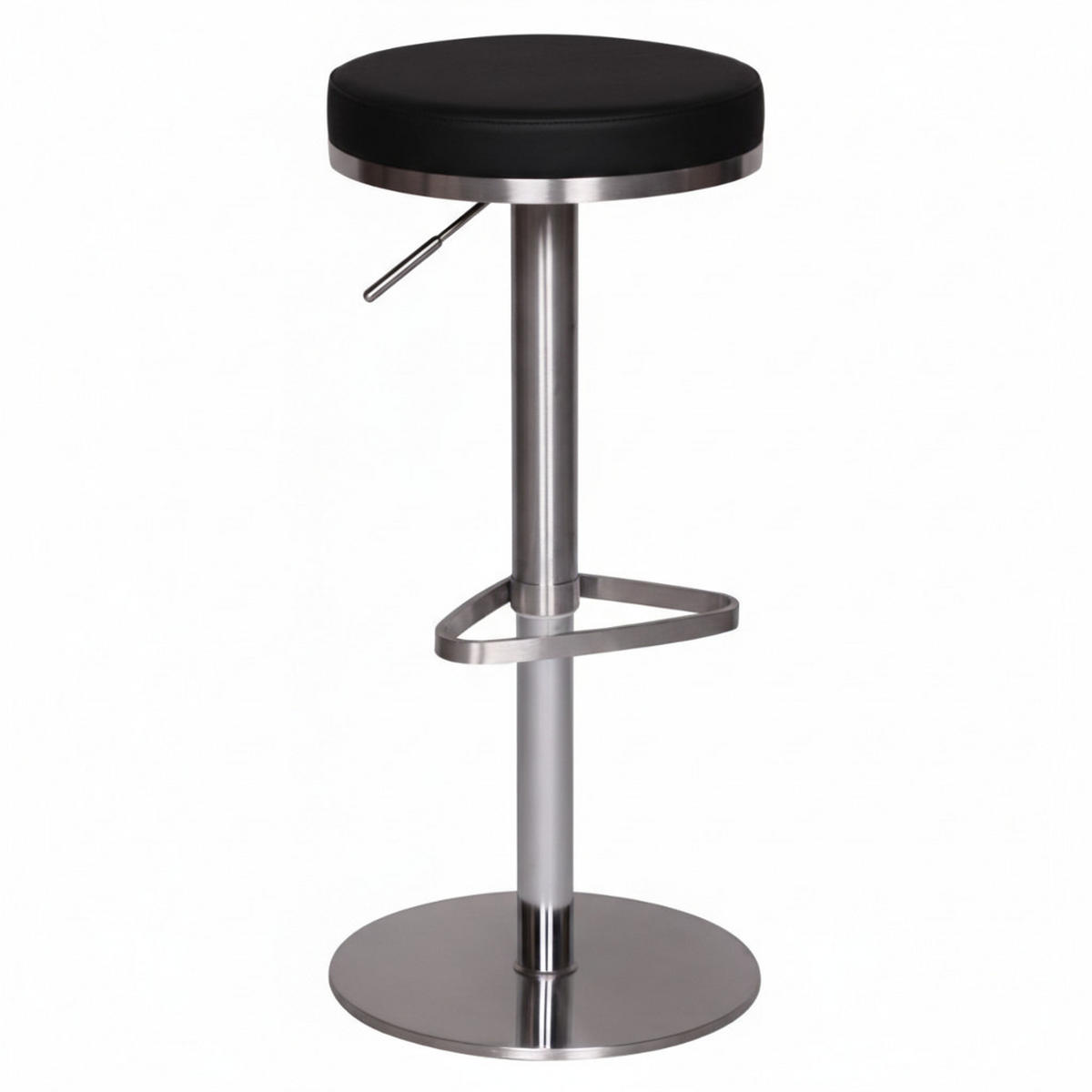 BARHOCKER Höhenverstellbar Gepolstert Triangel-Fußablage ELBE, Schwarz 38x38x82 cm - Silberfarben/Schwarz, Kunststoff/Textil (38/82/38cm) - KADIMA DESIGN