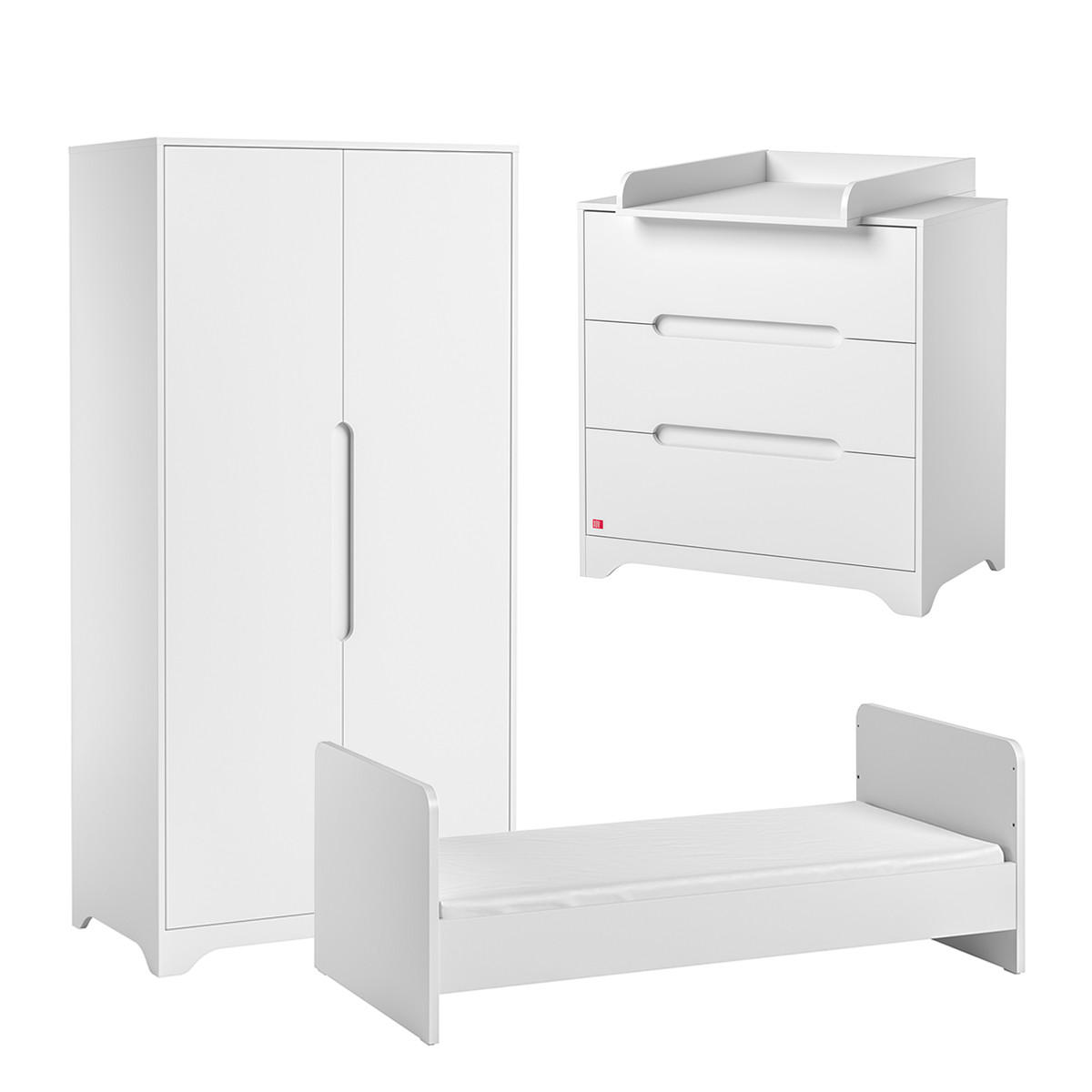 BABYZIMMER 3-teilig Ova Weiß - Weiß, Holzwerkstoff (144.5/86/75cm) - Petits-meubles