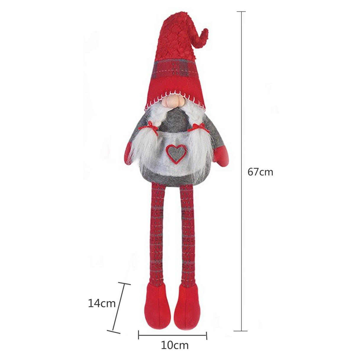WEIHNACHTSZWERG Rot 14/10/67 cm - Rot, Textil (14/67/10cm) - Mobili Rebecca