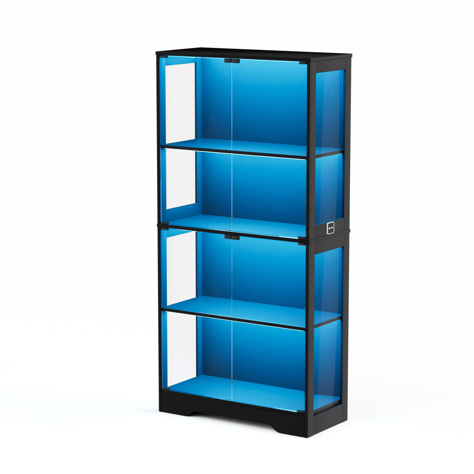 VITRINENSCHRANK,GLASVITRINE mit LED, USB Anschluss und Stauraum Schwarz - Schwarz, Glas (80/165/35cm) - PARAFTA HOME