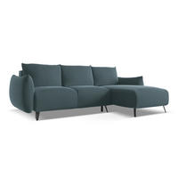 ECKSOFA mit Schlaffunktion Samt Stoff Blau - Blau/Petrol, Textil/Metall (242/162cm) - Makamii