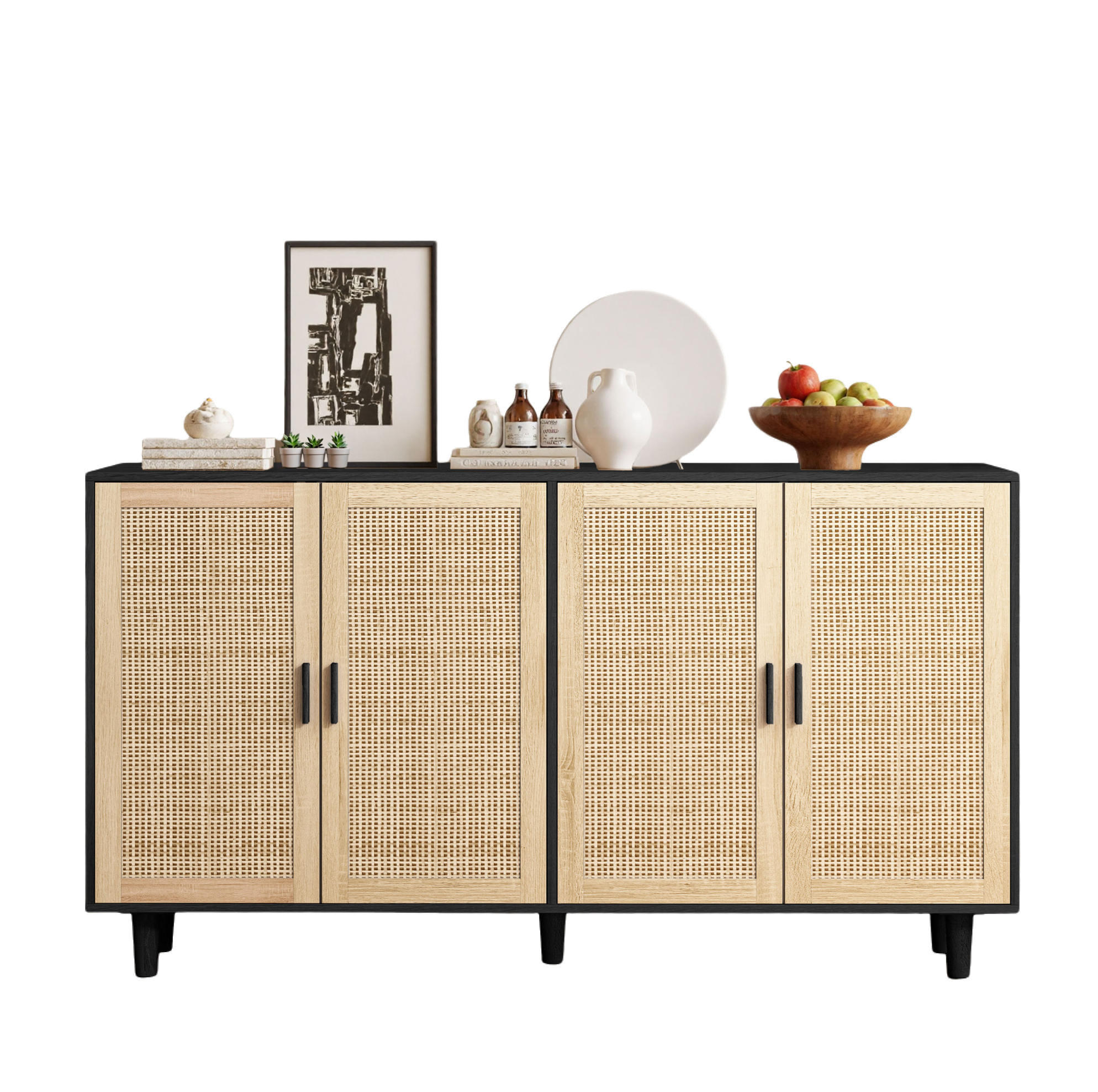 Okmyhome Sideboard Schwarz 40x88x158 cm