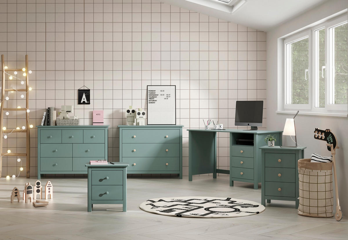 KOMMODE Max Grün 110/40/80 cm - Grün, Holz (40/80/110cm) - Calicosy