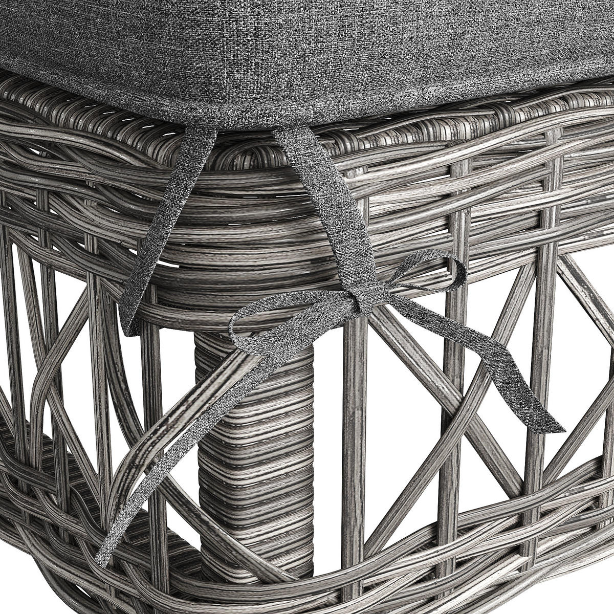 SONNENLIEGE Rattan Grau 2 Set verstellbar Kissen wetterfest - Grau, Metall (114/83/192cm) - FLIEKS
