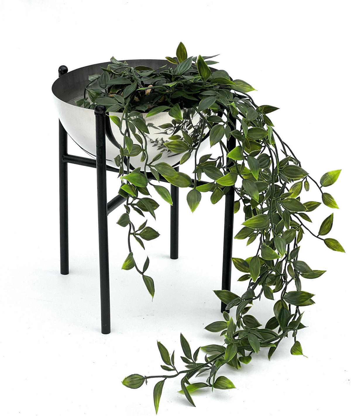 BLUMENHOCKER Metall mit Topf Schwarz Silber 25 cm 96257 S - Schwarz, Metall (15/25/15cm) - DanDiBo
