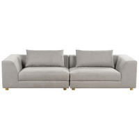 3-SITZER-SOFA hellgrau mit Kissen Lermon - Grau, Textil (260/59/100cm) - Beliani