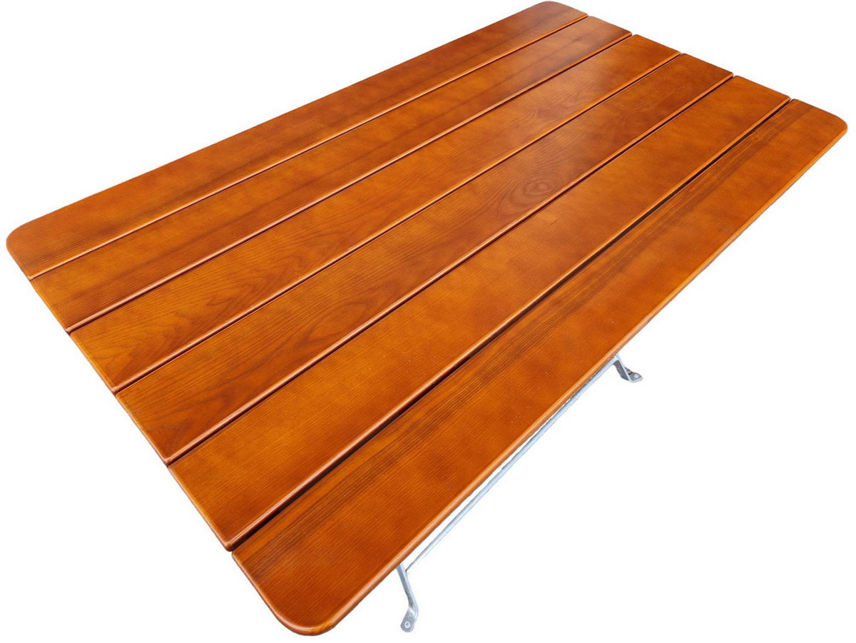 BIERGARTENTISCH BERGTAL 74x120x70cm Klappbar Eschenholz Silber/Braun 4 Peronen - Braun, Holz (70/120/74cm) - CHEFGASTRO