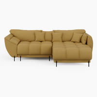 ECKSOFA LEGRO Rechts Gelb Velours Pet Friendly L-Form Couch mit Schlaffunktion & Bettkasten - Gelb/Schwarz, Holz (285/180cm) - Barchello