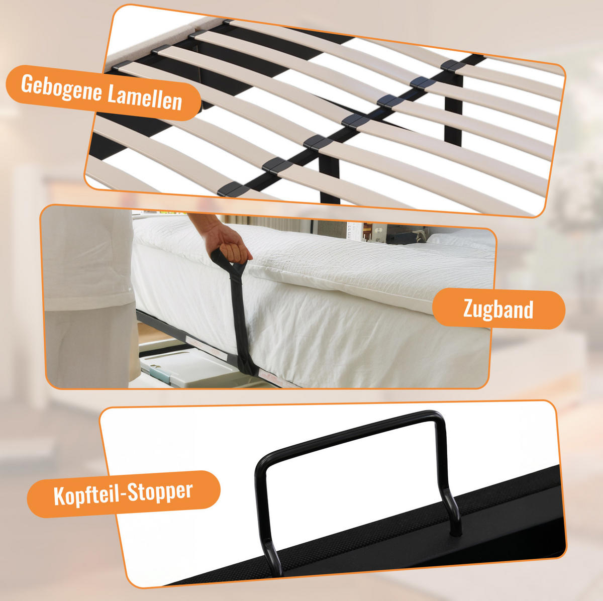 TAPECIRANI krevet 140/190 cm bež od lana s punjačem držačima za čaše i spremištem - bež, tekstil (140/190cm) - OKWISH