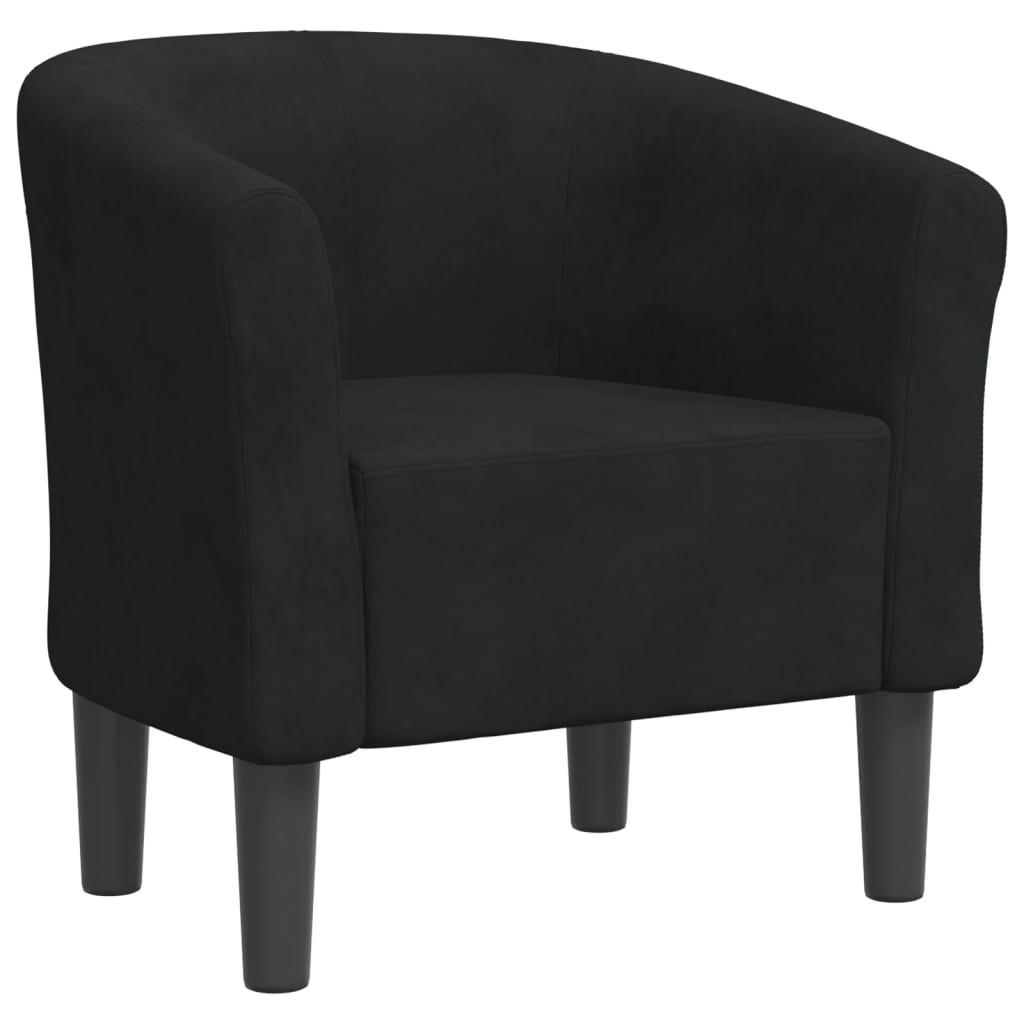 CLUBSESSEL Schwarz Samt - Schwarz, Textil (56/68/70cm) - vidaXL