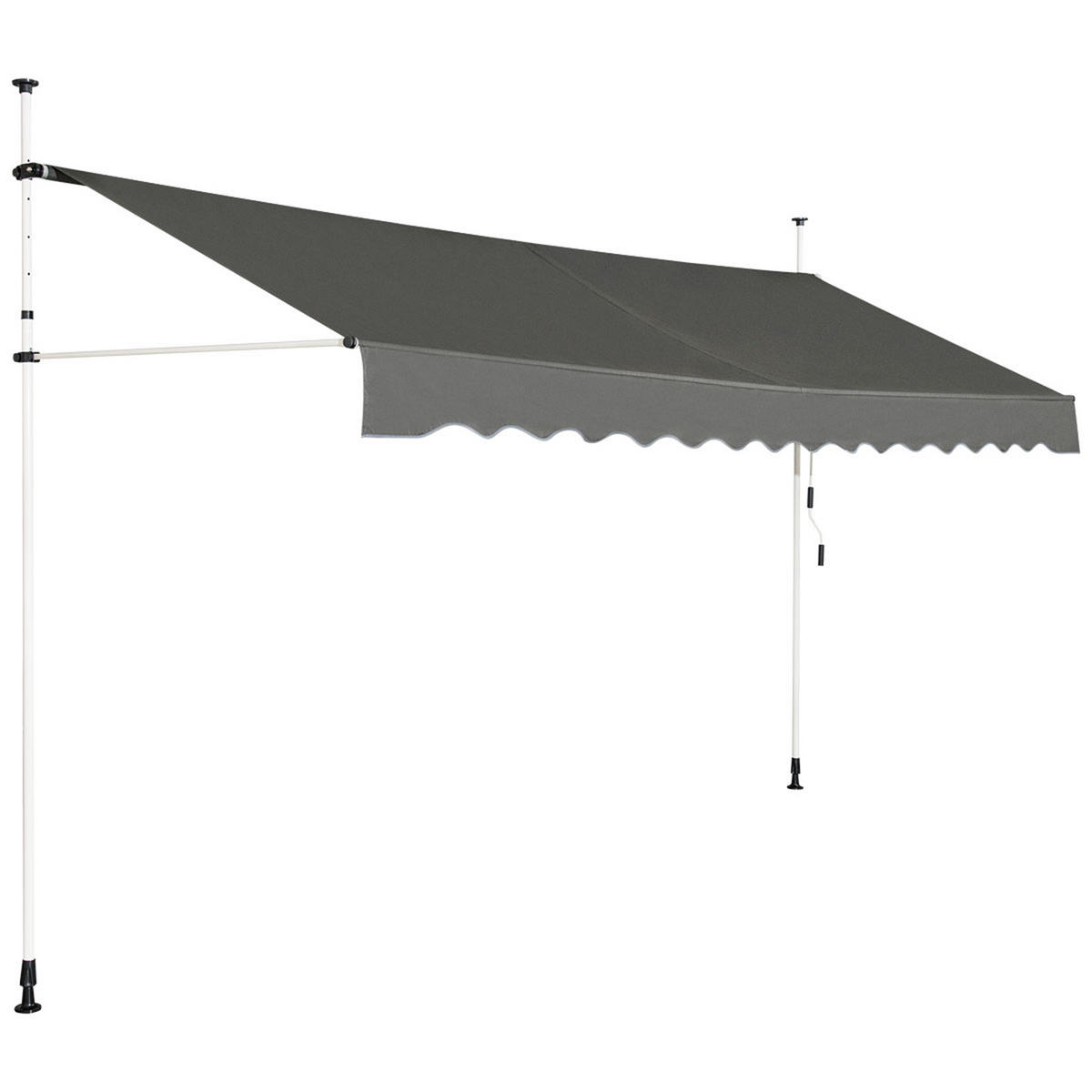 KLEMMMARKISE 400 cm Breit Grau - Grau, Metall (395/300/125cm) - COSTWAY