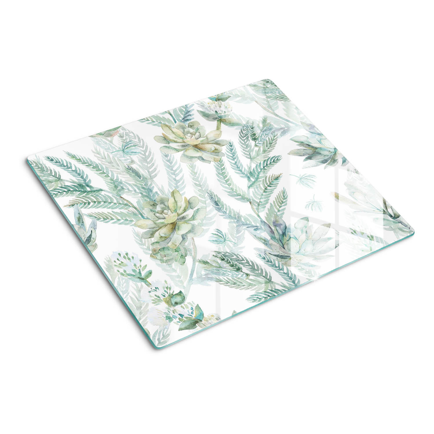 GLASPLATTE 60x52 cm Blüten und Blätter - Grün, Glas (60/0.4/52cm) - TULUP