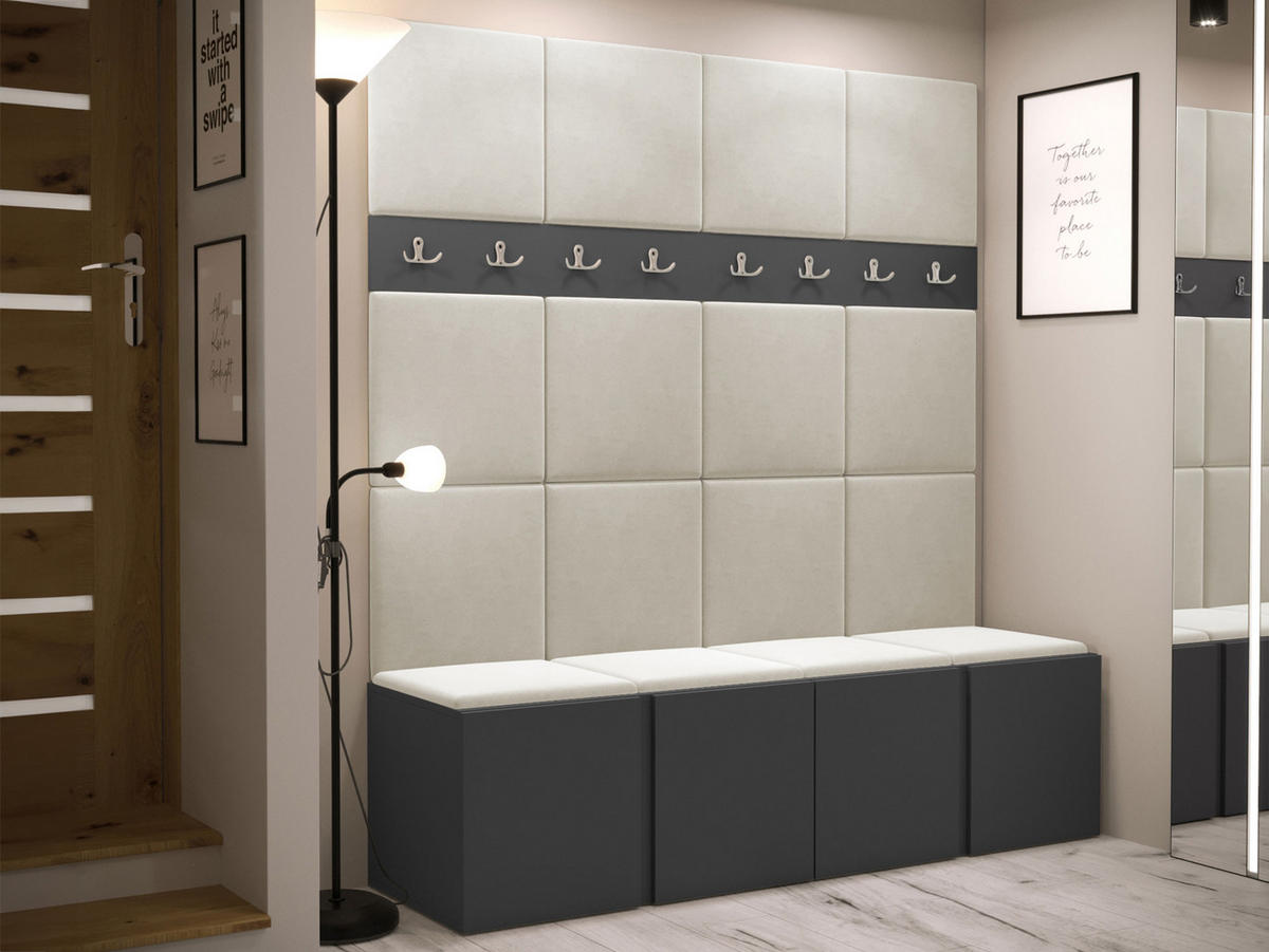 GARDEROBEN-SET Orion V - Beige/Graphitfarben, Holzwerkstoff/Kunststoff (168/186/46cm) - MIRJAN24