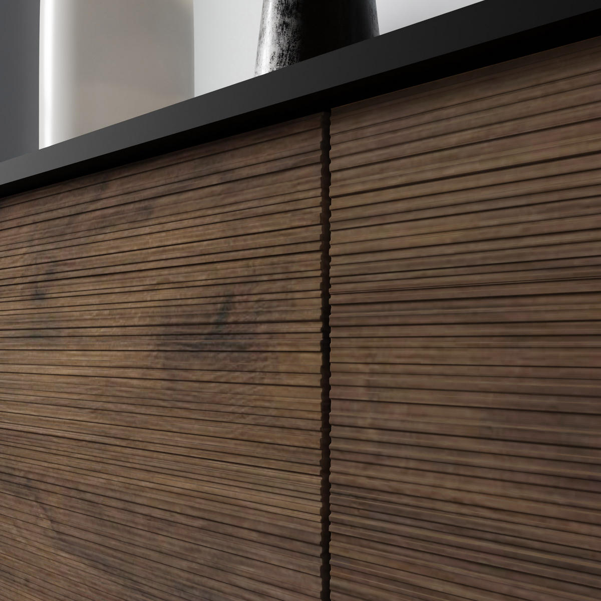 TV LOWBOARD Schwarz, Catania Eiche, Gold 180/60/40 - Schwarz, Holzwerkstoff (180/60/40cm) - RAUMHIRSCH FURNITURE