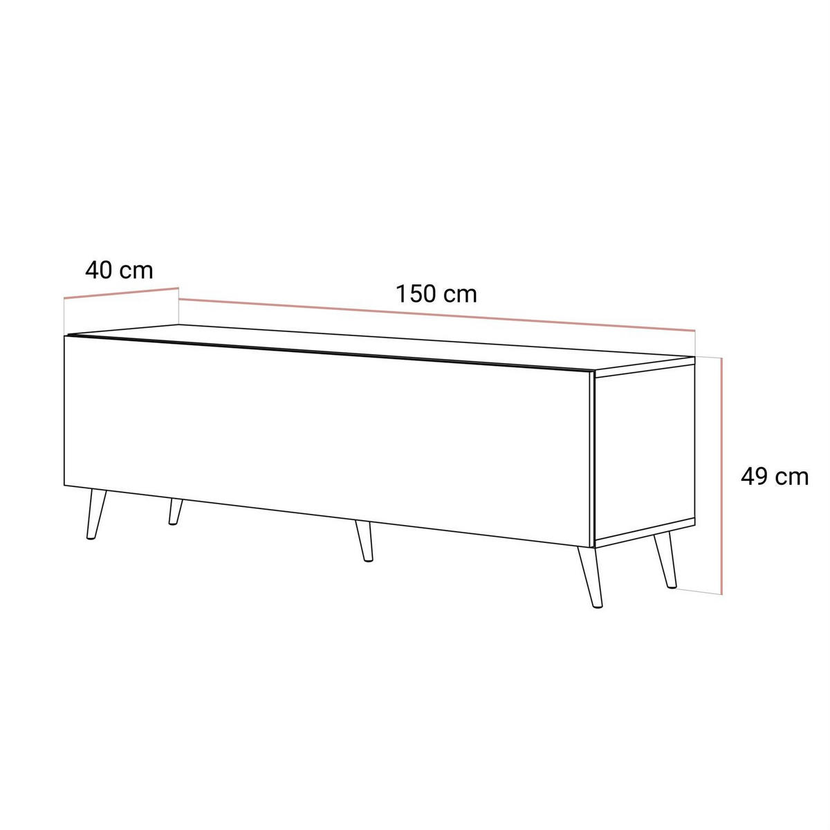 TV-UNIT COLGANTE NUSSBAUM 150 auf Füßen LED - Nussbaumfarben, Holzwerkstoff (150/49/40cm) - Lookway