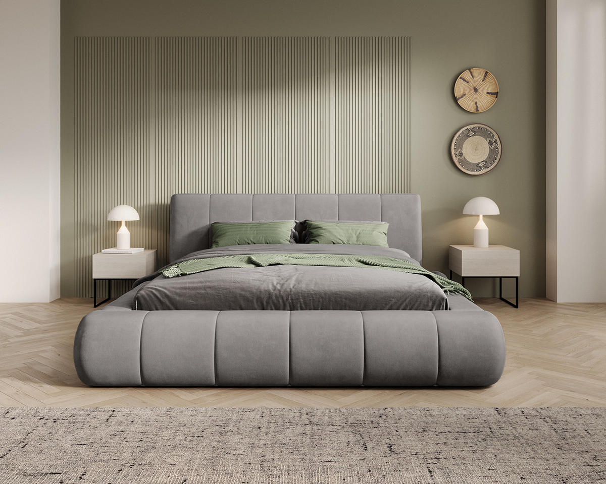 POLSTERBETT AVILLA 160x200 cm, Grau - Grau, Textil (200/160cm) - Fedve