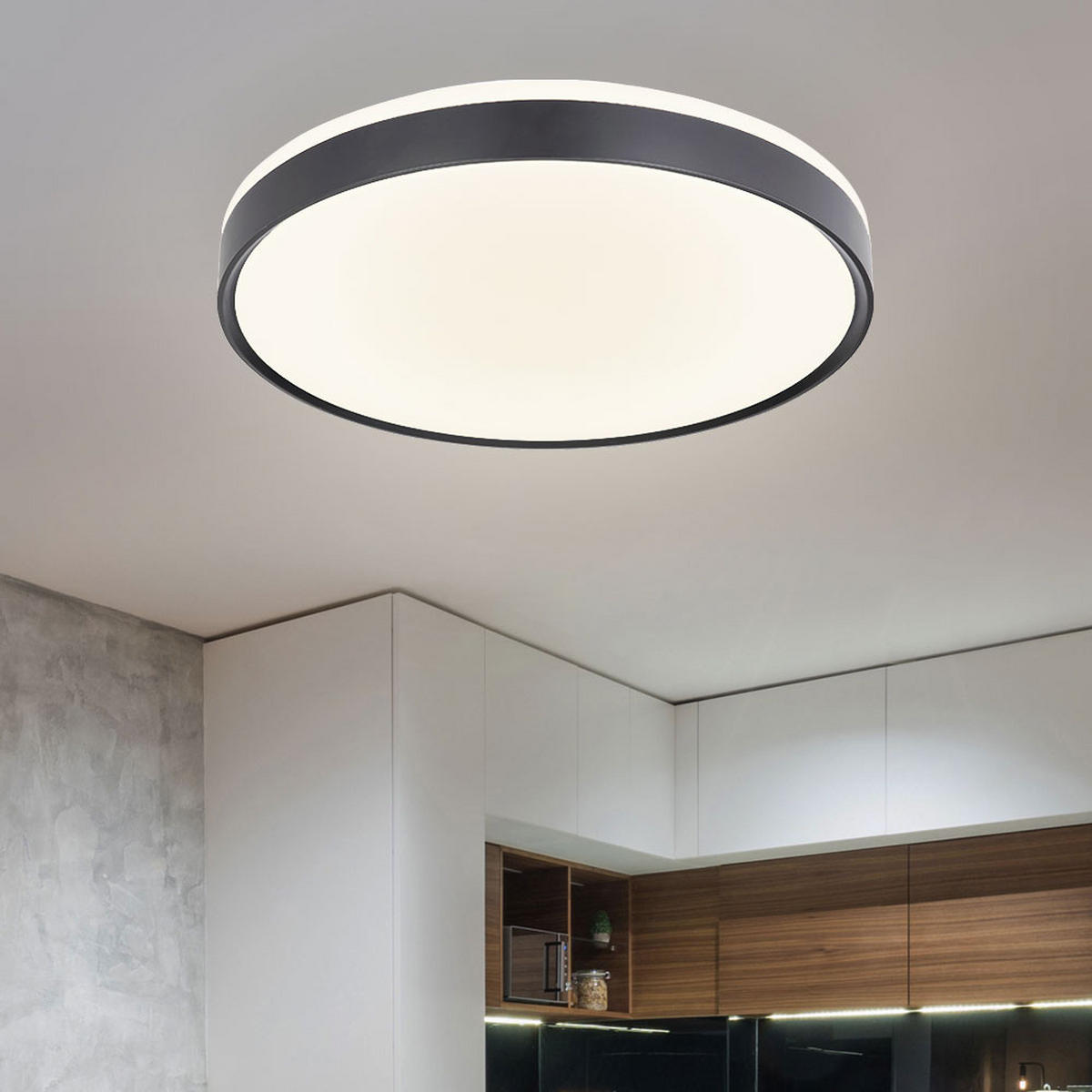 LED DECKENLEUCHTE Metall Schwarz Weiß - Schwarz, Metall (39/39/8cm) - Globo Lighting