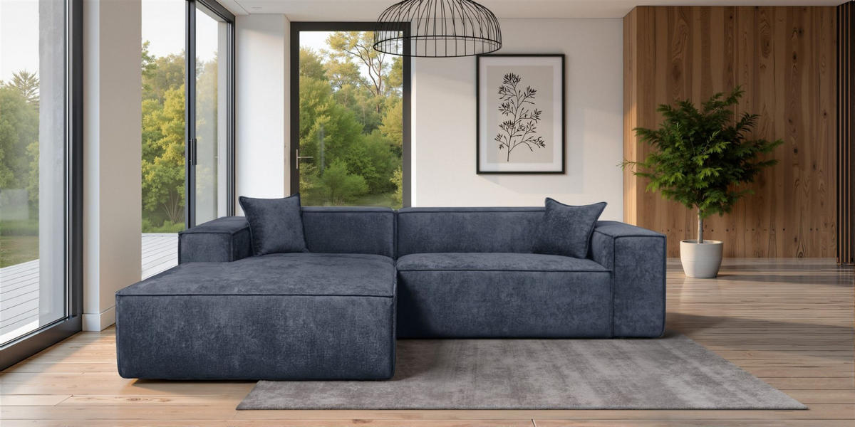 ECKSOFA Carlota - Blau, Holzwerkstoff/Textil (192/270cm) - Fun Möbel