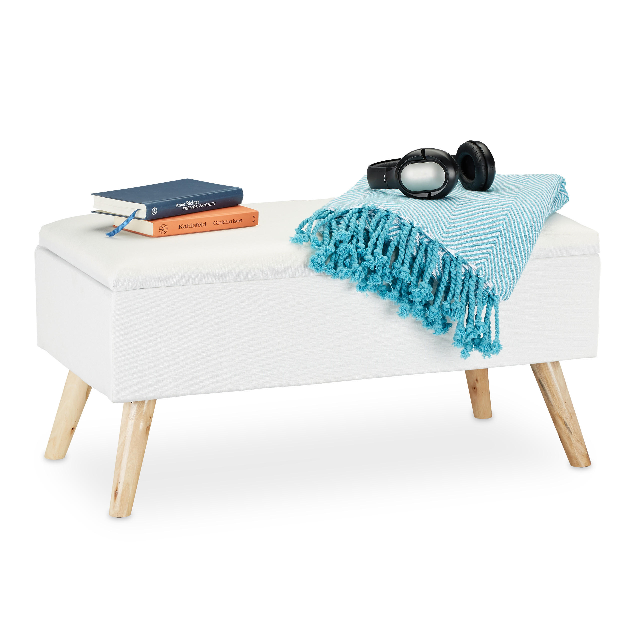 SITZBANK - Weiß, Holz/Holzwerkstoff (79.5/39.5/39.5cm) - Relaxdays