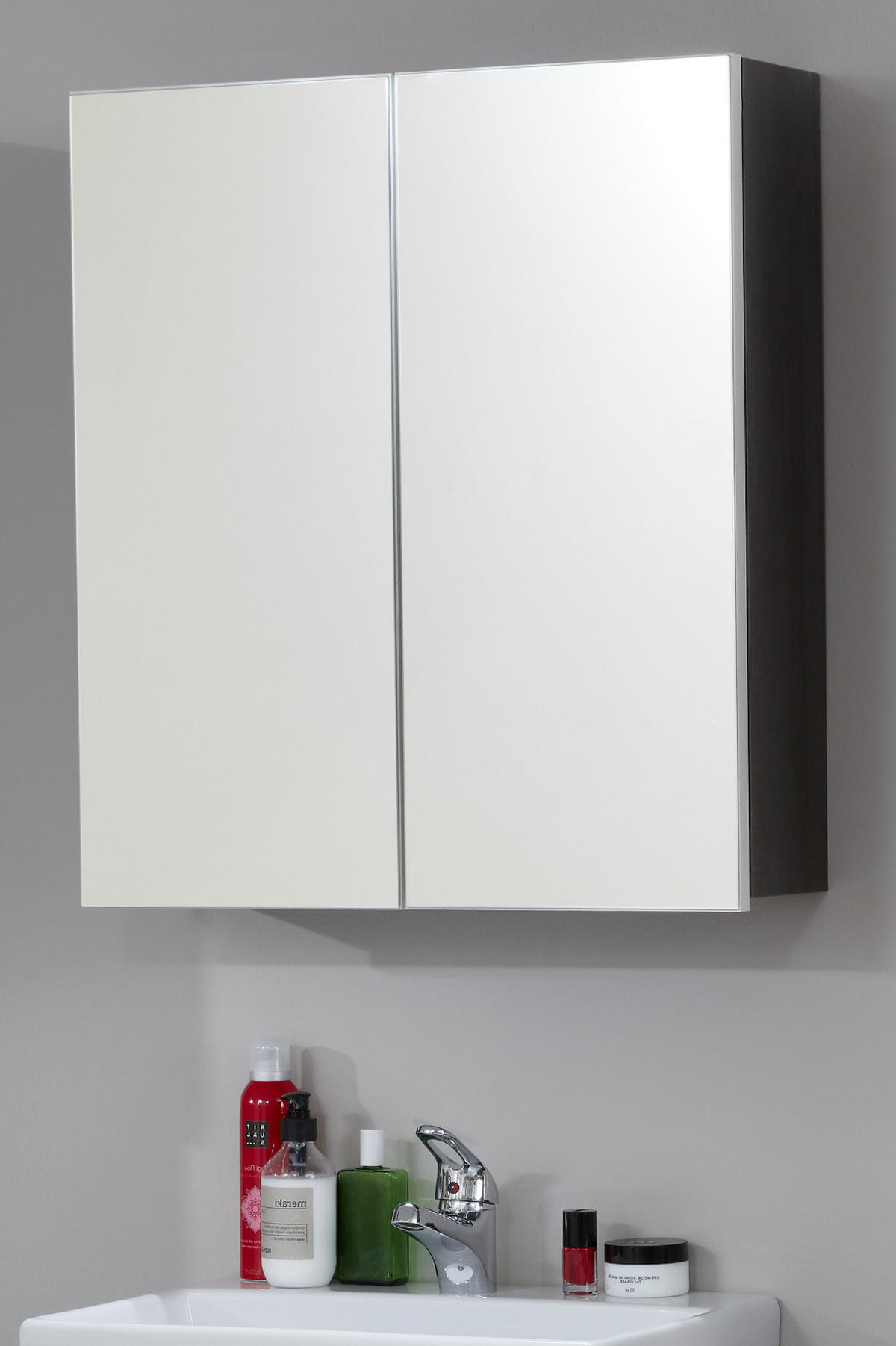 SPIEGELSCHRANK grau Rauchsilber, Badschrank 2-türig 60 x 67 cm - Grau, Glas/Holzwerkstoff (60/67/18cm) - Top.Furn