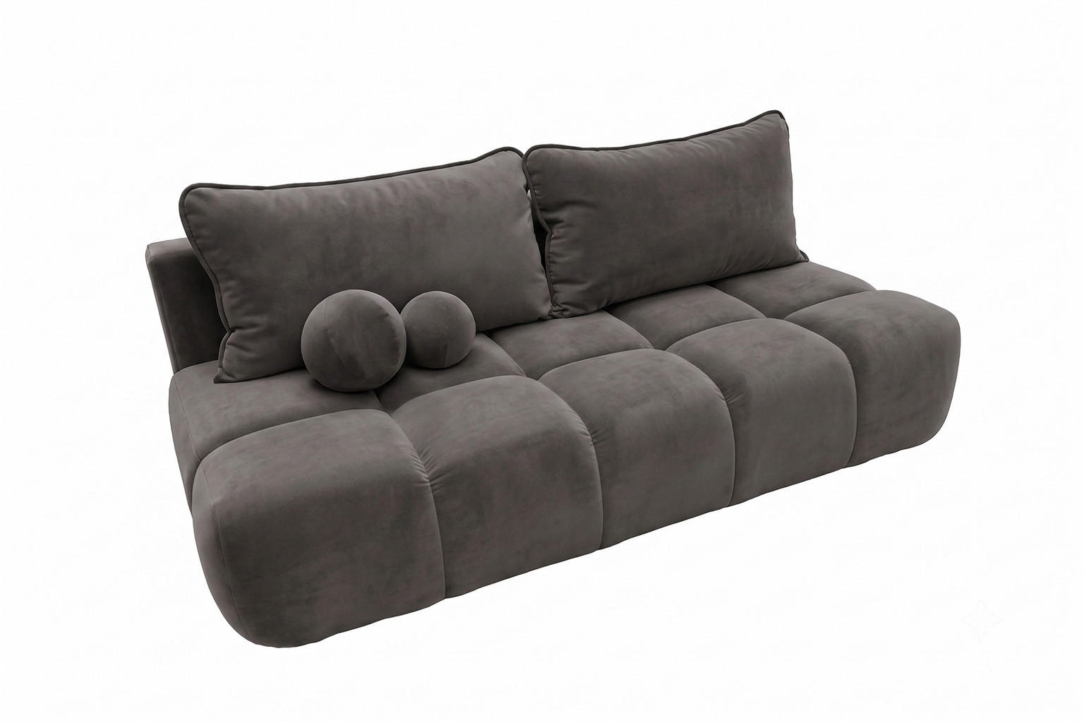 POHOVKA S funkcí spaní A úložným prostorem, sametová látka Bluvel, Popelavě šedá, COCO - světle šedá, dřevo (205/97/105cm) - Kaiser Möbel