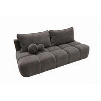 POHOVKA S funkcí spaní A úložným prostorem, sametová látka Bluvel, Popelavě šedá, COCO - světle šedá, dřevo (205/97/105cm) - Kaiser Möbel