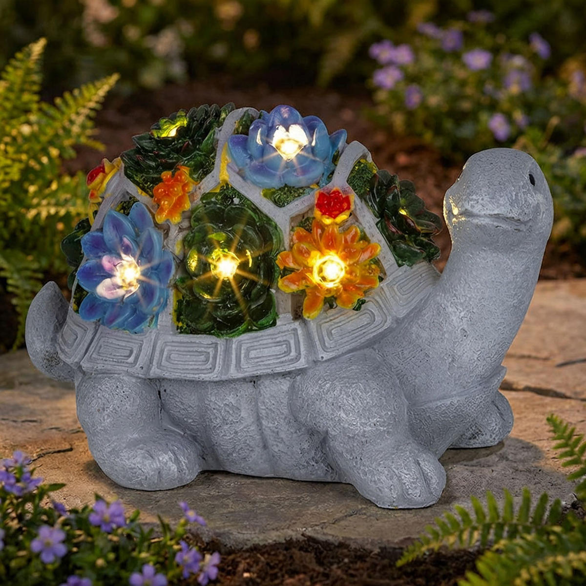 LED SOLARLEUCHTE Schildkröte, Polyresin, Dämmerungssensor - Grau, Kunststoff (26/14.8/17cm)