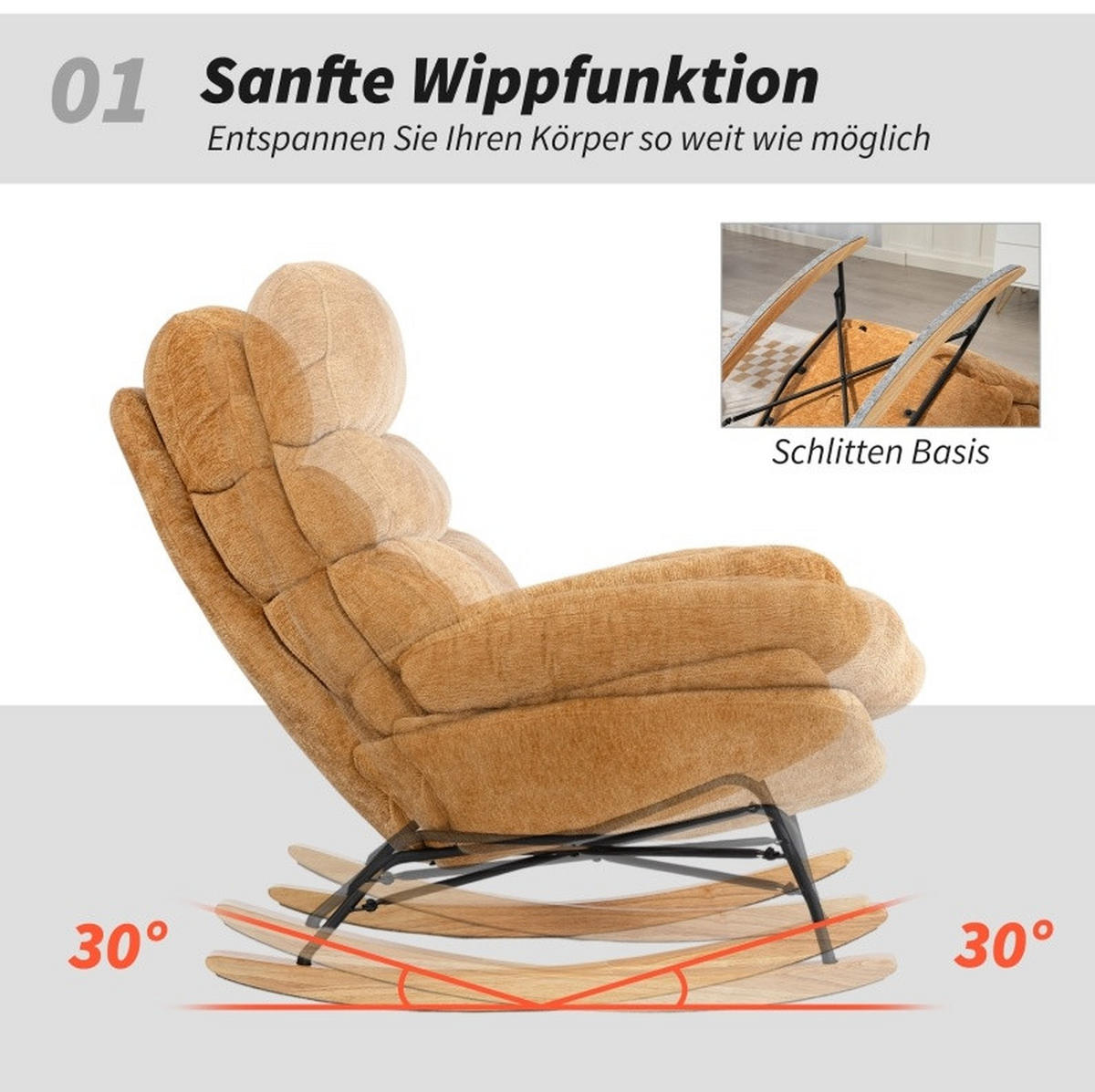 SCHAUKELSTUHL Polyester mit Polsterung, Metallgestell 80/103/91 cm Orange - Orange, Textil (80/91/103cm) - Redom