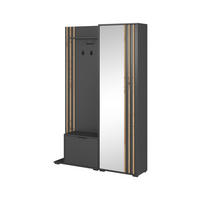 GARDEROBE STILO 131 cm (Graphit, Lamellen Artisan Eiche, Spiegel, Metallgriffe) - Schwarz/Graphitfarben, Holz/Holzwerkstoff (131/192/40cm) - Ravio