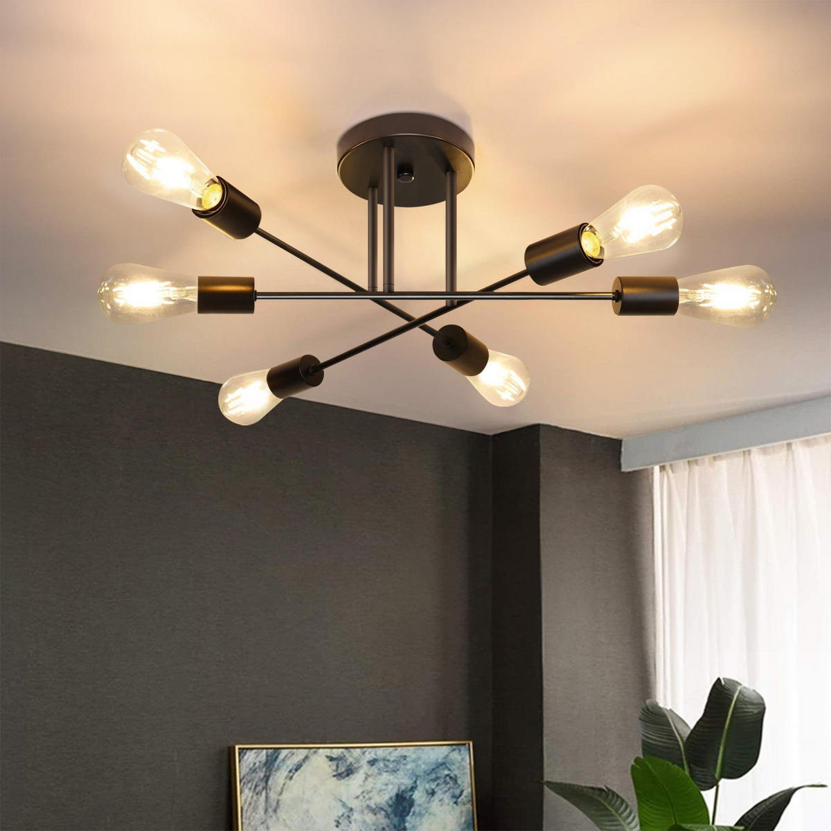 LED-DECKENLEUCHTE Johannes 45/40/20 cm - Schwarz, Metall (45/40/20cm) - Nettlife
