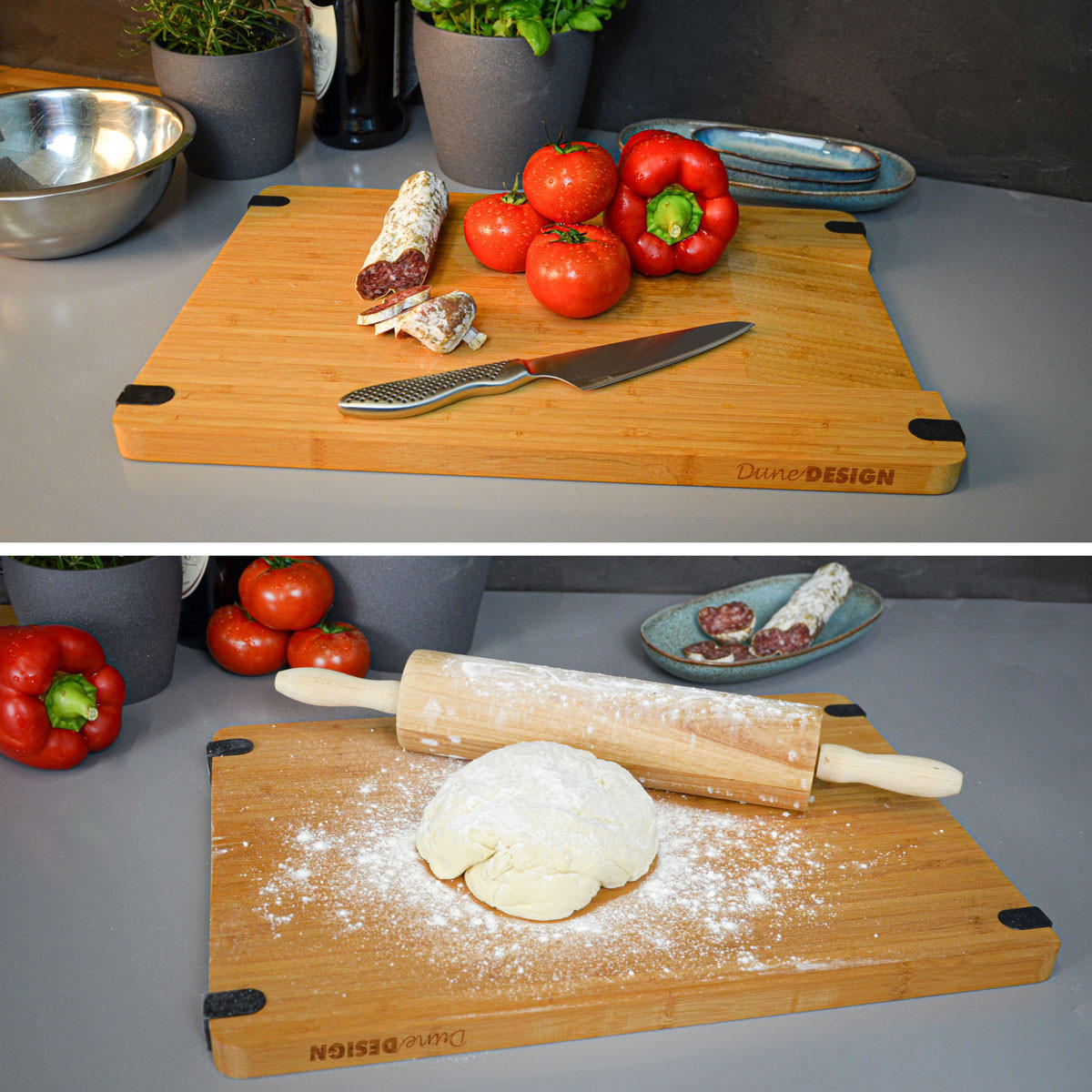 ANTI-RUTSCH-SCHNEIDEBRETT, 30/44/2 cm, Bambus - Braun, Holz (30/44cm) - Dunedesign