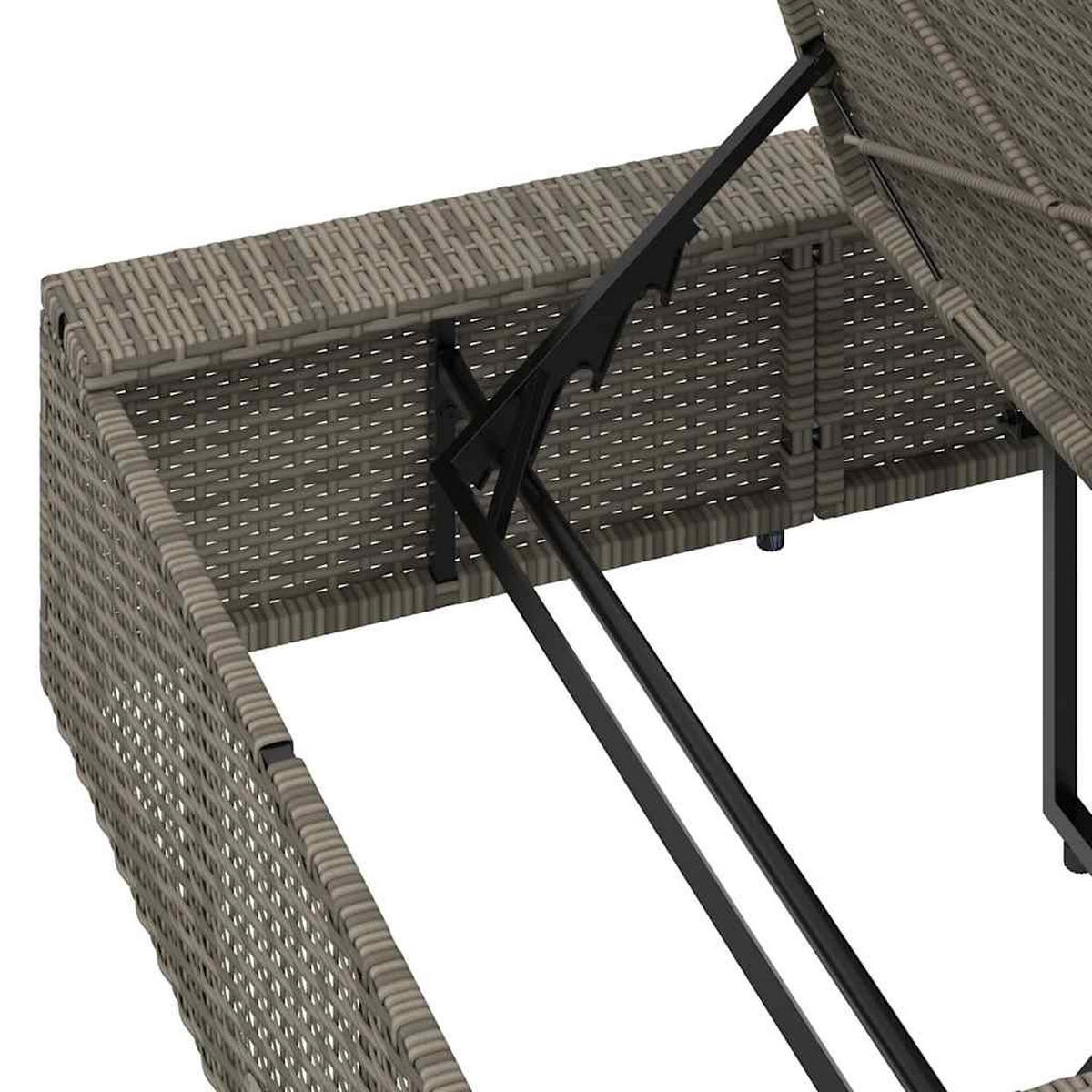 SONNENLIEGE Mit Schwebender Auflage Grau Poly Rattan - Grau, Kunststoff (210/79/100cm) - vidaXL