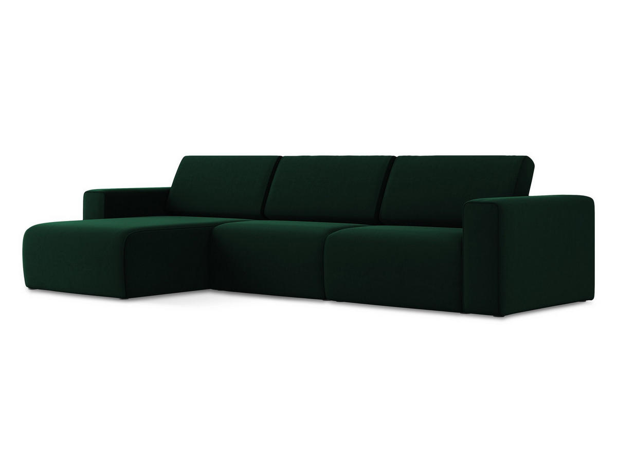 ECKSOFA Links Samt Stoff Grün - Blau/Dunkelgrün, Kunststoff/Textil (167/314cm) - Makamii