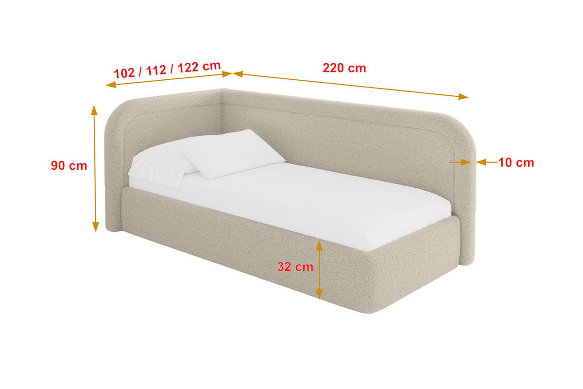 EINZELLBETT Jugendbett mit Bettkasten, Rechts - JOVY 80x200 Dunkelbeige - Taupe, Holzwerkstoff/Textil (80/200cm) - ALTDECOR