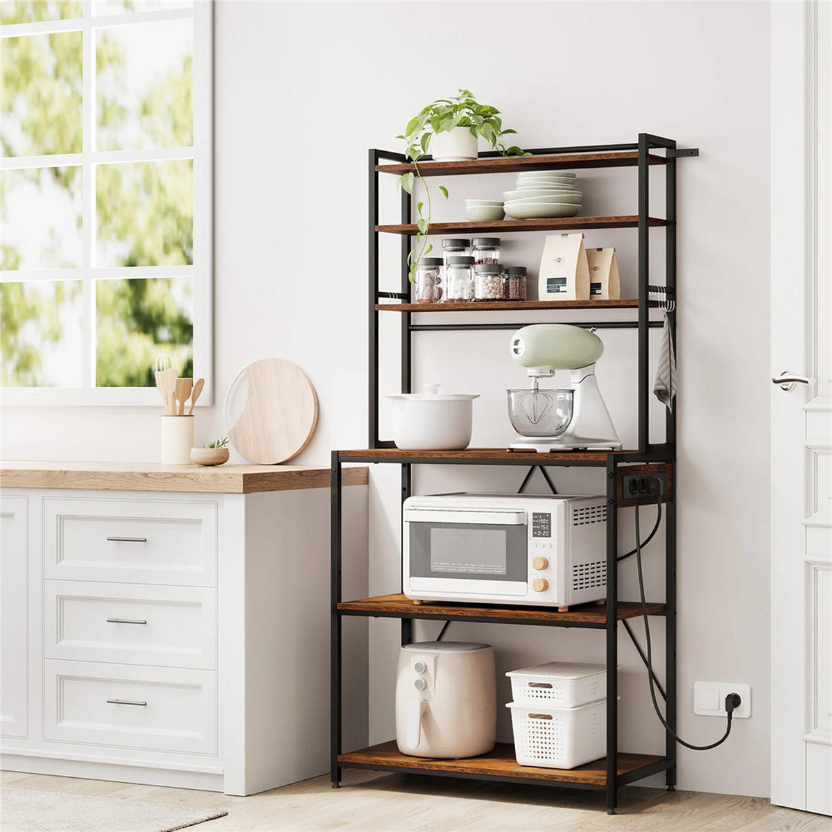 KÜCHENREGAL Steckdose 60x167x40 cm Braun Standregal - Braun, Metall (60/167/40cm) - Kaket