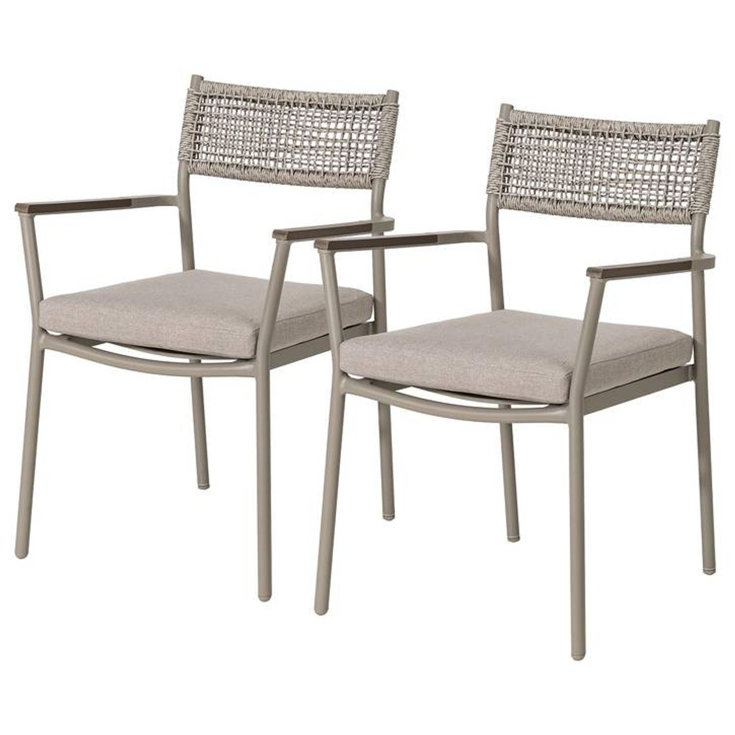 GARTENSTUHL - 2er-Set - Aluminium / Polyester - Grau - Grau, Kunststoff/Textil (58/82/60cm) - home24