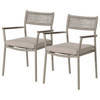 GARTENSTUHL - 2er-Set - Aluminium / Polyester - Grau - Grau, Kunststoff/Textil (58/82/60cm) - home24