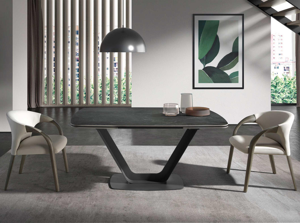 ESSTISCH ovales Fass Schwarz 160/100/76 cm - Schwarz, Stein (100/160/76cm) - ANGEL CERDA