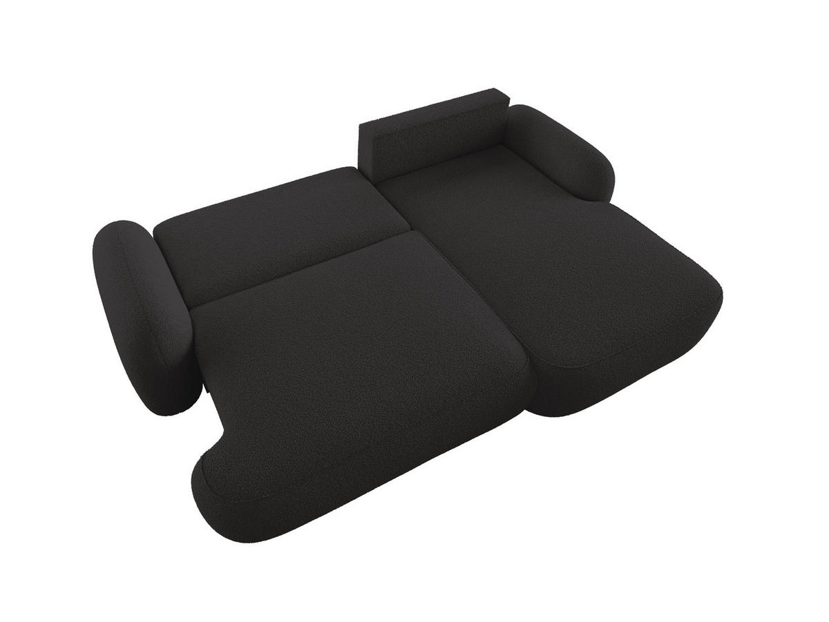 ECKSOFA MIVARO Schlaffsofa Boucle Schwarz (RECHTS) - Schwarz, Textil (276/176cm) - Luxkor24